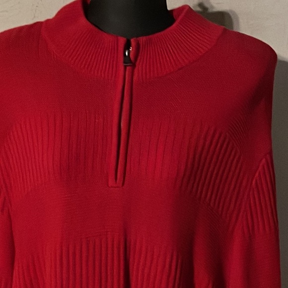 Vintage 1970 XL Chaps red long sleeve mock collar 1/4 zip pullover sweater - Picture 4 of 15